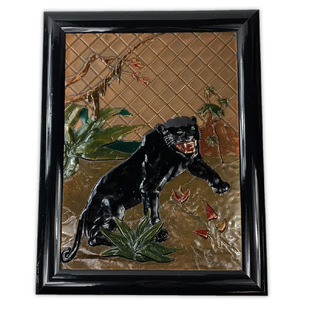 Vintage Brass Panther Wall Art